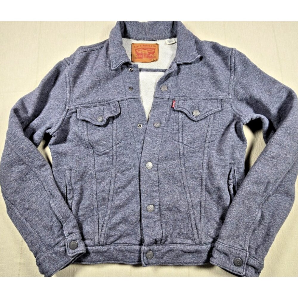 Levi’s Men’s Gray Trucker Jacket M French Terry Button Up Long Sleeve Casual
